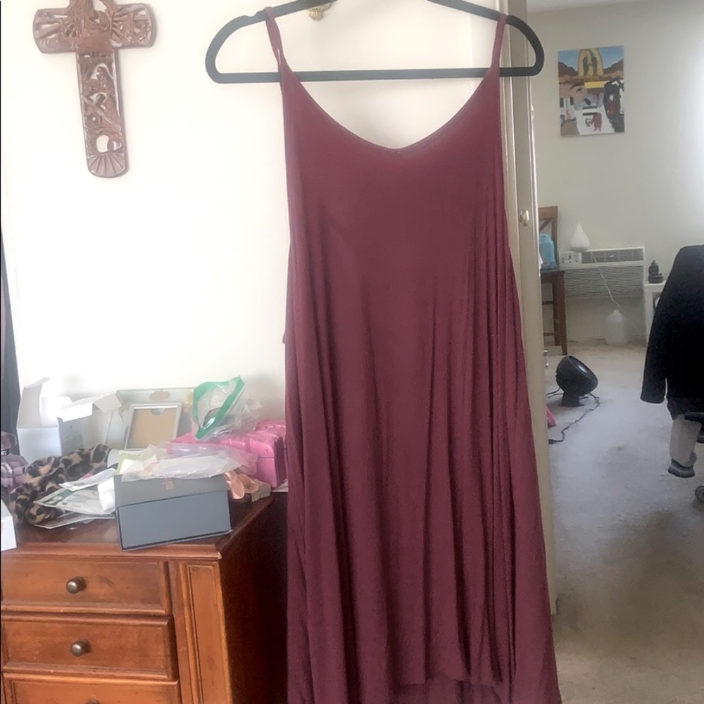 Burgundy spaghetti strap dress